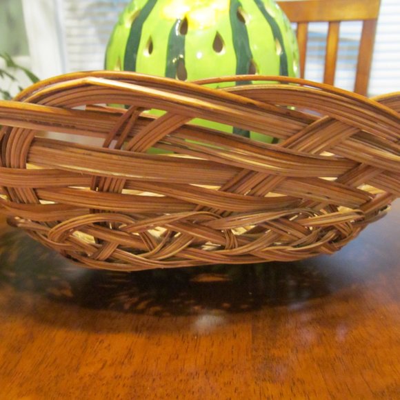 Vintage Set of 2 Woven Wicker Rattan Reed Baskets Oblong Nestable NEW - Picture 6 of 12